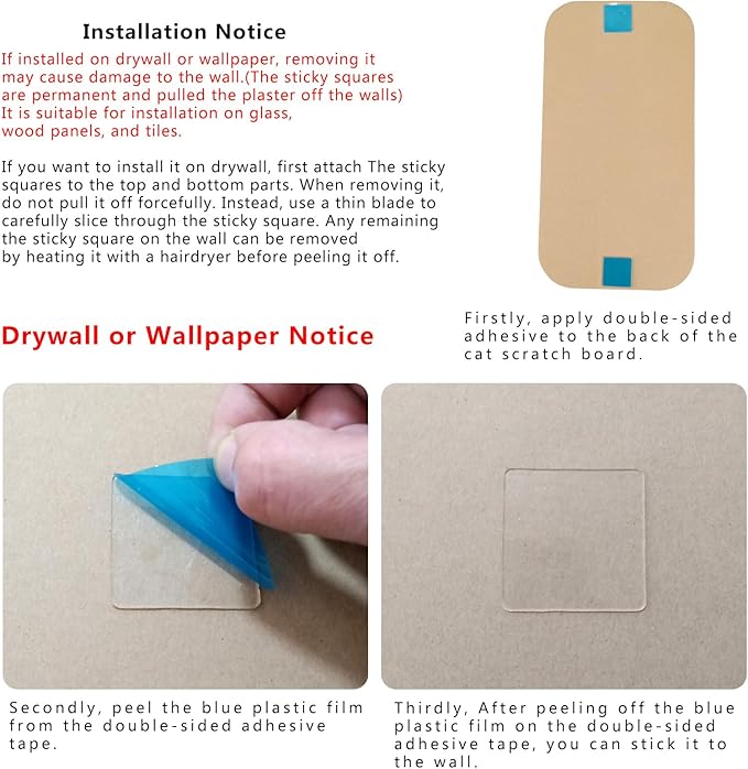4 Pcs Cat Scratcher Wall Mounted Scratch Pad +Cat Scratcher Box Door Cat Nail File Scratcher for wall Modern Cute Cardboard Vertical Cat Scratching Post, Furniture Protector