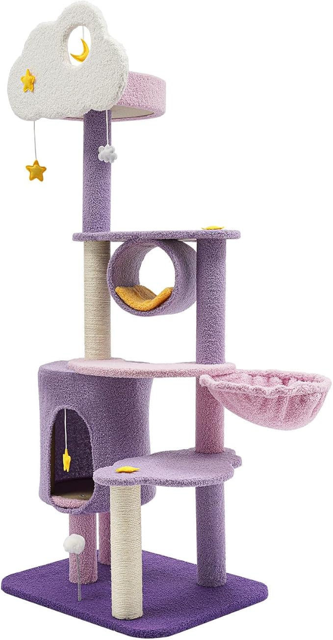59in Cat Tree Tower for Indoor Cats, Cat Furniture Activity Center w/Cat Litter, Jumping Platform, Cat Ball