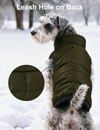 AURUZA Dog Winter Coat, Warm Waterproof Dogs Jacket Small Pet Vest for Medium Dogs Windproof Pet Fleece Vest Snow Jacket for Cold Weather(Army Green,XXL)