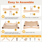 Sisal Cat Scratcher Bed,Extra Large Cat Scratch Post with Climbing Bed,Wooden Scratching Board with Sisal Pad for Kittens Cats and Small Animals Indoor Use