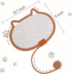 Cat Scratcher Mat Natural Cotton Rope Oval Horizontal Floor Cat Scratch Bed Pad with Ball Toy Protector for Furniture Floor Wall (Brown, 1 PC)