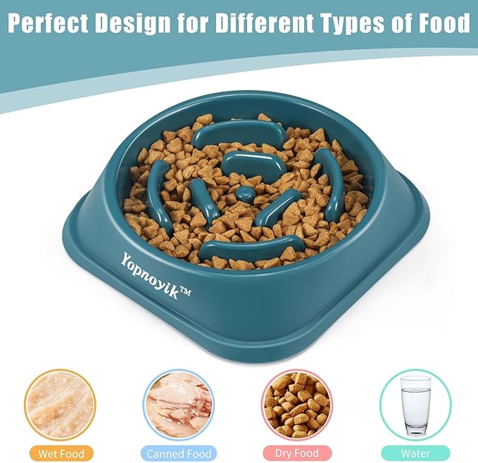 Slow Feeder Dog Bowls for Healthy Eating, Non-Slip and Anti-Choking Design, Reduces Bloating & Overeating for Large Dogs, Easy to Clean