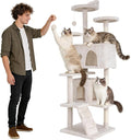 BLKMTY Cat Tree 70" Tall Cats Tower Large Cat Condo Climber Cats Climbing Stand with Top Perches Playhouse and Climbing Ladder Kitty Activity Tree w/Scratching Post Toys, Beige