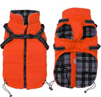 Geyecete Winter Warm Coat Waterproof Dog Winter Jacket with Harness Traction Belt,Pet Outdoor Jacket Dog Autumn and Winter Clothes for Medium, Small Dog-Orange-L