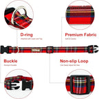 Tunkoo Christmas Plaid Dog Collar, Cute Adjustable Red Collar for Boy and Girl Dogs, Dog Collar with Strong Plastic Buckle - for Small Medium Large Pets, S