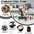 Raised Ceramic Dog Bowl Set - Elevated Double Dishes with Stainless Steel Stand - Food and Water Bowls for Small to Medium Dogs - Each Holds 2 Cups (28.75 fl oz) - White