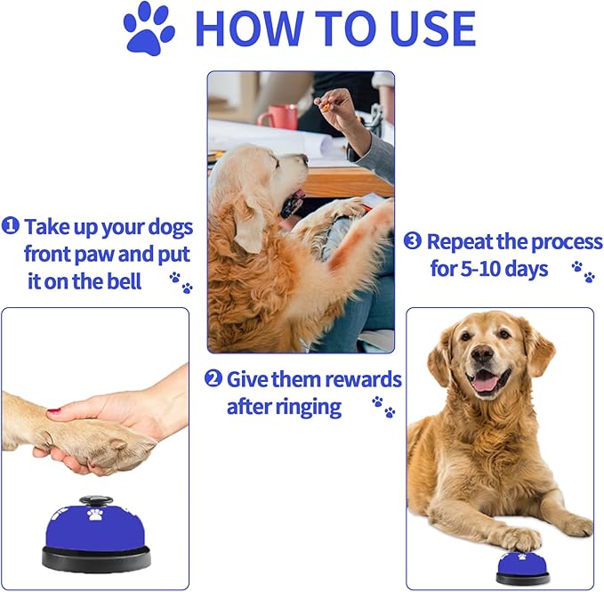 3 Pack Dog Doorbells, Pet Training Bells for Go Outside Potty Training and Communication Device Large Loud Dog Bell Cat Puppy Interactive Toys Adjustable Strap Door Bell (Dark Blue)