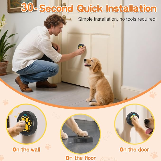 ChunHee Dog Bells to Go Outside - Bell for Dogs to Ring to Go Potty | Chew-Proof Dog Door Bell | 0-115dB Adjustable Volume & 28 Ringtones | Bells for Dog Training to Go Outside Without Barking