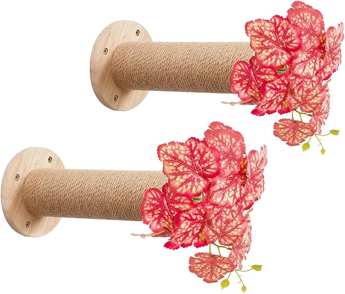 Meowoou 2PCS Cat Wall Shelves, 11.8 Inch Steps, Cats Wall Furniture Stairs for Wall-Mounted with Jute Scratching Cats Shelf for Most Kitten, Large Cat Indoor for Climbing, Scratch