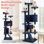 Cat Tree with Scratching Post,Cat Tower House for Indoor Large Adult Cats Kittens,21x21x70in Multi-Level Activity Cat Cando Furniture,Blue