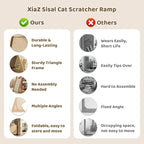 XiaZ Sisal Cat Scratcher, 31" Wooden Cat Scratching Board with 5 Adjustable Heights, Replaceable Sisal Mat and Angled Scratch Pad for Indoor Cats, Ready to Use, No Assembly Required