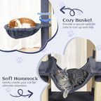 Tangkula 80 Inch Tall Cat Tree, Multi-Level Cat Tower with Sisal Scratching Posts, 2 Condos, Plush Perch, Hammock, Basket, Dangling Toys, Cat Climbing Furniture for Indoor Cats (Dark Gray)