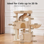 Gardner Pet 41" Cat Tree for Medium Large Cats, Heavy Duty Cat Trees Tower with 2.8in Posts & Washable Top Perches