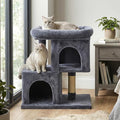 PETSITE 25.5-inch Small Cat Tree, Modern Multi-Level Cat Tower with 2 Comfy Condos, Sisal Scratching Posts, Large Plush Top Perch, and Anti-Tipping Kits, Ideal for Indoor Cats and Kittens (Dark Grey)