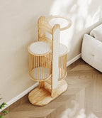 Natural Solid Wooden Cat Tower, 67''Modern Multi-Level Cat Tree Tower, Cat Tower for Indoor with Sisal Scratching Post Luxury Large Cat Furniture，White