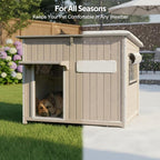 Dog House Indoor Outdoor, Weatherproof Wooden Dog House for Medium/Large Dogs, Chew-Proof Frame, Vent Window & Elevated Floor, Openable Roof, Easy to Assemble & Clean, Gray 43.3" L×29.5" W×33.5" H
