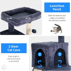 BestPet 36 inches Cat Tree for Indoor Cats Cat Tower with Scratching Posts Multi-Level Cat Furniture Condo with Ramp, Perch Spacious Cat Cave & Funny Toys for Kittens House,Dark Grey