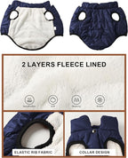 AURUZA Dog Winter Coat, Warm Waterproof Dogs Jacket Small Pet Vest for Medium Dogs Windproof Pet Fleece Vest Snow Jacket for Cold Weather(Navy Blue,3XL)