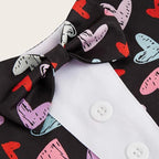 Valentine Dog Tuxedo Bandana with Bow Tie, Adjustable Tuxedo Style Heart Pattern Pet Costume for Dogs, XS to XL