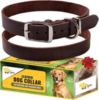 ADITYNA Extra-Small Leather Dog Collar for XS Dogs - Classic, Soft, Strong, Heavy Duty, Handmade Top-Grain Leather - for Walking, Training, and Hiking