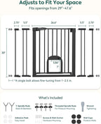 Babelio Upgraded Baby Gate with Cat Door, Auto Close Durable Dog Gate for Stairs, Doorways and House, Easy Walk Thru Safety Gate with Pet Door Includes 4 Wall Cups, 29-48" Wide, 30" Tall, Black