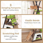 PETSITE 73-inch Tall Modern Cat Tree, Multi-Level Wooden Cat Tower with Scratching Pad, Multiple Platforms with Soft Removable Pads, Condo, and 3 Dangling Balls, Ideal for Indoor Cats (Natural)