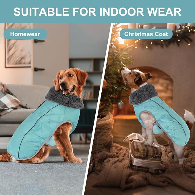 Doglay Dog Coat, Waterproof Dog Jacket Pet Winter Coat for Cold Weather with Thicken Furry Collar, Reflective Puppy Winter Jacket Warm Fleece Lining for Small Medium Large Pets