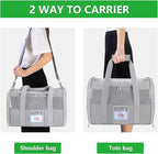 20 Inch Large Cat Carrier, Soft Sided Pet Carrier for Big Cats up to 25 lbs, Airline Approved Expandable Travel Carrier for 2 Cats, Puppy Carrier with Collapsible Food Bowl, Grey