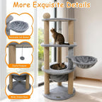 PETSITE Multi-Level Cat Tree, 47 Inches Tall with Jute Scratching Posts, Nest, Rotatable Cat Basket, Dangling Ball, and Top Scratching Ball, Ideal for Indoor Cats to Play and Rest