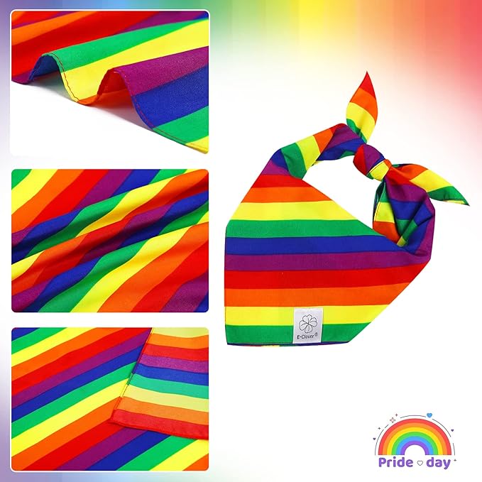 E-Clover Pride Dog Bandanas & Matching Scrunchie Set Rainbow Dog Bandana Scarf with Hair Tie for Medium Large Dogs Pet Owner Mom Gifts