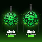 QDAN Glow in The Dark Dog Toys Soccer Ball with Straps, Outdoor Interactive Dog Toys Puppy Birthday Gifts, Dog Tug Water Toy, Light Up Dog Balls for Small & Medium Dogs（6 Inch Size 2）