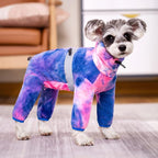 Dog Coats for Small Dogs, Polar Fleece Dog Pajamas Bodysuit, Puppy Onesies Tie Dye Jumpsuits, Dogs Warm Clothes Four-Legged, Doggie Fullbody Winter Jacket Vest