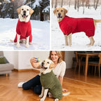 Mihachi Dog Snow Suit Dog Coat Soft Fleece Pullover Pajamas, Pet Windproof Warm Cold Weather Jacket with Zipper, Reflective Jumpsuit Apparel Outfit Clothes for Medium Dog, Army Green SM