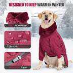 Warm Dog Coat with Double Zipper, Winter Dog Clothes for Small Medium Large Dogs, Turtleneck Dog Puffer Jacket, Two Legs Dog Cold Weather Coats, Wind & Waterproof Dog Winter Jacket