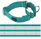 Mikivery Martingale Dog Collar Nylon Adjustable and Safety Training Colourful Comfortable Metal Buckle Pet Collars for Small Medium and Large Dogs(Teal,L)