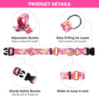 Hikiko Martingale Collar for Dogs Cute Floral Dog Collar for Small Medium Large Dogs Spring Summer Daisy Dog Collars for Girl Female Pet (Hot Pink Flower,Medium)