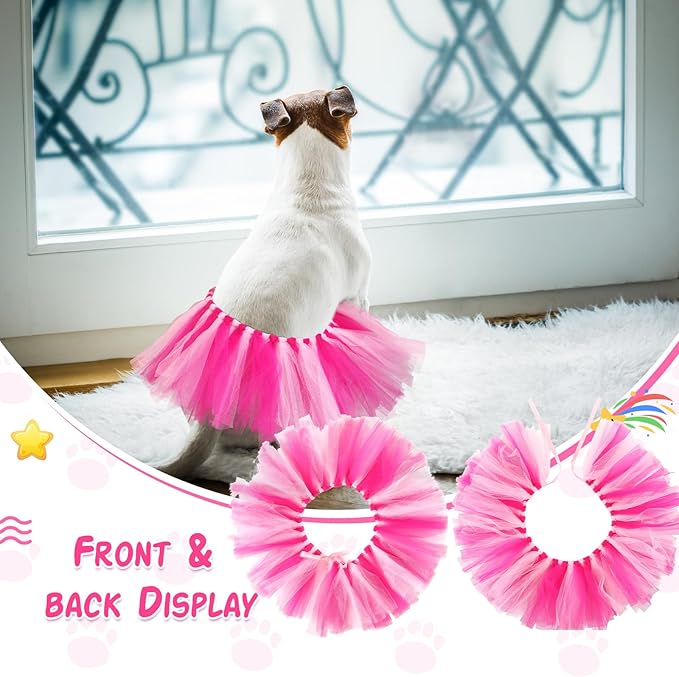 Dog Tutu Tulle Tutu for Dogs Small Large Medium Puppy Dress Ballerina Costume Skirt for Holiday Puppy Cats Bunny Pet Outfit Birthday Wedding Party Photo Prop Supplies(Hot Pink and Pink)