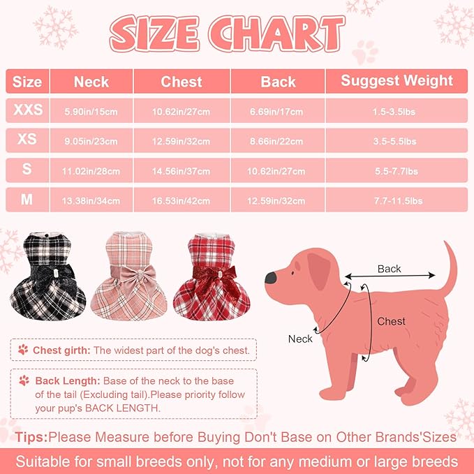 Dog Sweaters Dog Clothes for Small Dogs Boy Girl Fall Puppy Dress Warm Fleece Chihuahua Yorkie Teacup Doggie Sweaters Dresses Doggy Sweater for Small Dogs Girl Cat Outfit (Pink 2, XX-Small)
