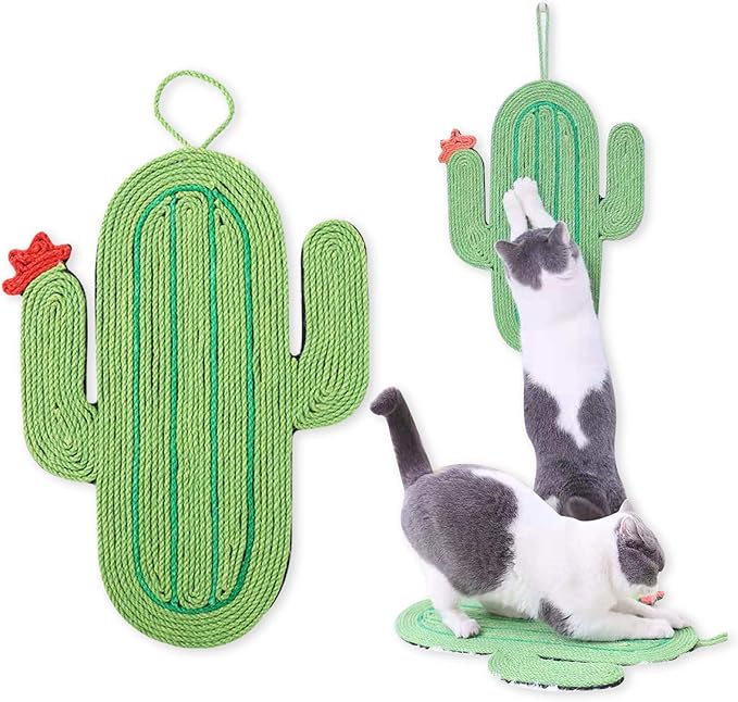 Cat Scratcher Mat, Natural Sisal Cat Scratch Mats, Horizontal Cat Floor Scratching Pad Rug, Protect Carpets and Sofas,Scratching Pads for Indoor Cats(Cactus)