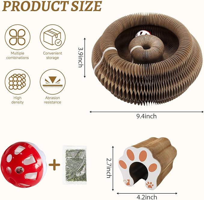 Flexible Cat Scratcher Toy, Interactive Foldable Magic Organ Cat Scratcher for Indoor Cats, Bored Kittens & Adults, Durable Cardboard Cat Toy for Exercise & Stress Relief
