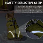 QBLEEV Small Dog Coat, Dog Jackets for Small Dogs, Winter Warm Waterproof Chihuahua Cold Weather Vest with Harness, Windproof Puppy Yorkie Reflective Fleece Dogs Snowsuit for Maltese, Green, S