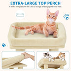 Beige 61" Heavy Duty Cat Tree for Large Indoor Cats & Maine Coon, Warm Multi-Level Cat Tower with Extra Large Perch, 2 Spacious Condos, Natural Sisal Scratching Posts & Interactive Toys