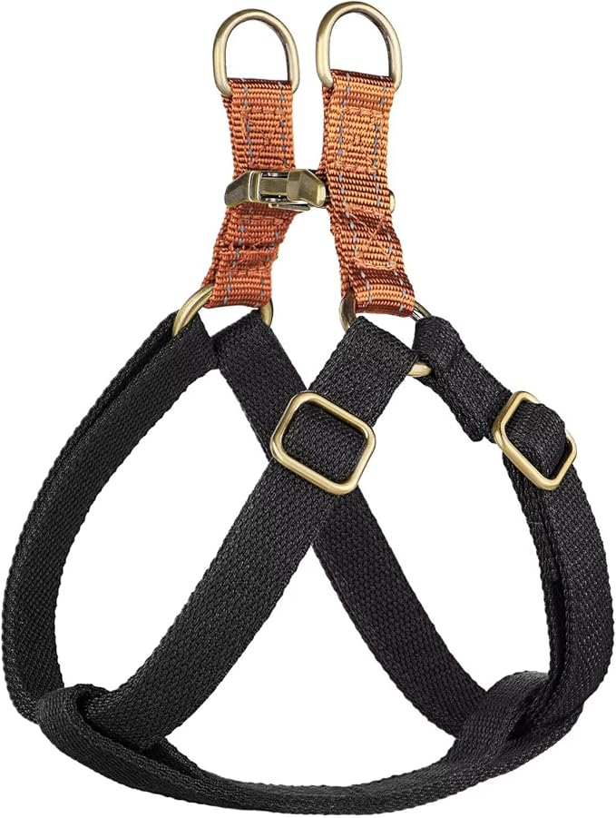 Didog Step in Dog Harness with Metal Buckles, Freedom Nylon Dog Halter Vests for Medium Dogs Easy Walking Training(M:Chest 19-28", Black)