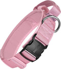 OneTigris Tough Dog Collars, Tactical Dog Collar with Handle, Milltary Adjustable Dog Collar with Heavy Duty Metal Buckle for Training (Large,Pink)