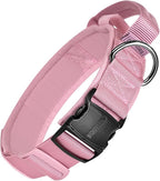 OneTigris Tough Dog Collars, Tactical Dog Collar with Handle, Milltary Adjustable Dog Collar with Heavy Duty Metal Buckle for Training (Large,Pink)