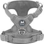 PoyPet No Pull Dog Harness, No Choke Reflective Dog Vest, Adjustable Pet Harnesses with 2 Leash Attachments with Easy Control Padded Handle for Small Medium Large Dogs(Gray,S)