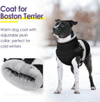 SUNFURA Dog Coat, XXXL Dog Jacket Winter with Harness Built in, Waterproof Pet Snow Jacket with Furry Collar for Chilly Day, Reflective Fleece Snowsuit for Extra Large Dogs, Black 3XL