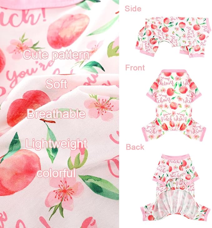Dog Pajamas Pjs Spring Summer Dog Clothes for Small Dogs Girl Boy, Soft Stretchy Tiny Chihuahua Yorkie Puppy Clothes Doggie Onesies Cat Pet Jammies Outfit, Pink Peach, XL
