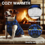 VIVAGLORY Softjoy Dog Coat, Dog Jacket for Winter & Christmas, Coat with Harness Hole, Reversible Plaid Checkered Warm Fluffy Heavy Duty for Puppy, S, Sapphire Blue Plaid