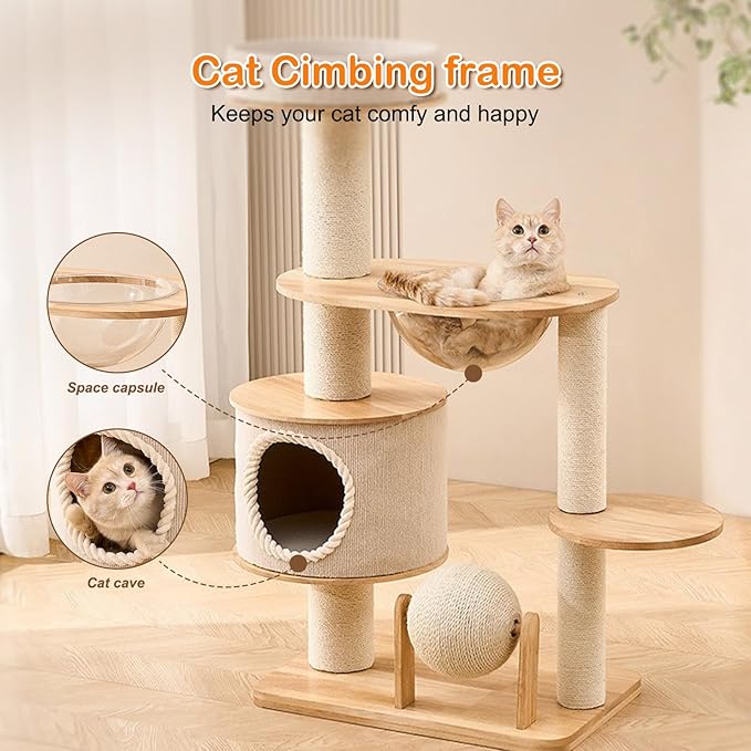 Generic Cat Tree Tower Integrated Cat Nest Climbing Frame Scratching Post House Pet Toy